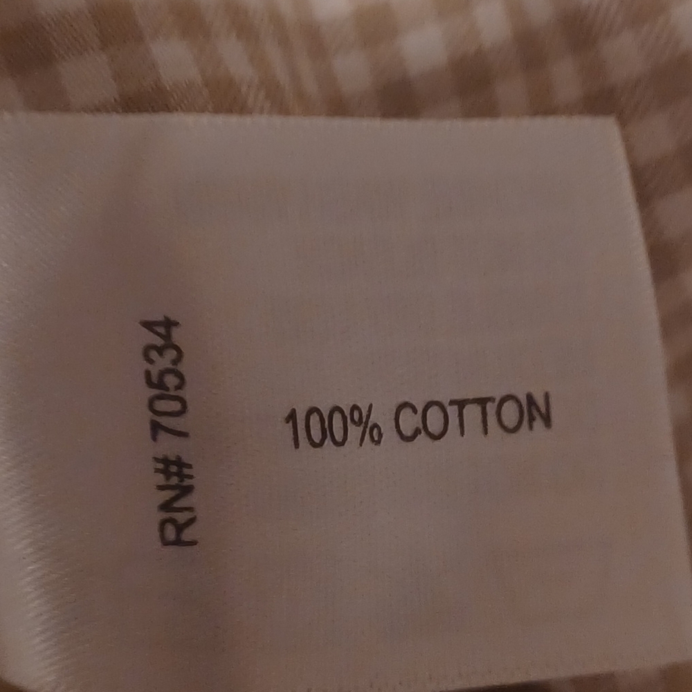Orvis Tan Gingham Ruffle Collar Shirt 100% Cotton, Medium - Picture 4 of 6